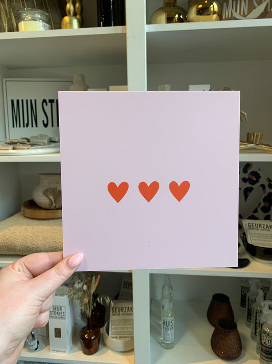 Forex tegeltje drie hartjes roze