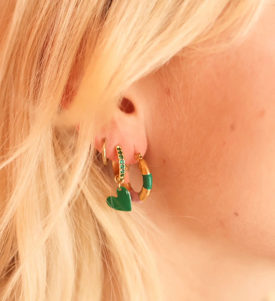 Rhinestone oorbel - Groen