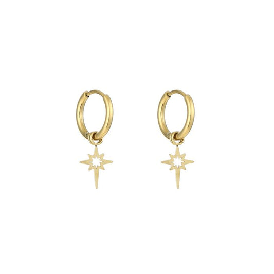 Morning star open oorbellen gold