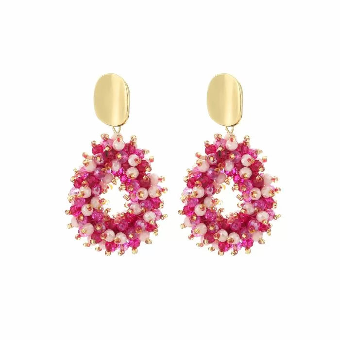 Statement oorbellen fuchsia mix