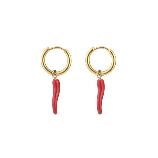 Peper oorbellen rood