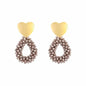 Statement hart druppel oorbellen taupe