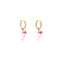 Hartjes parel oorbellen fushia