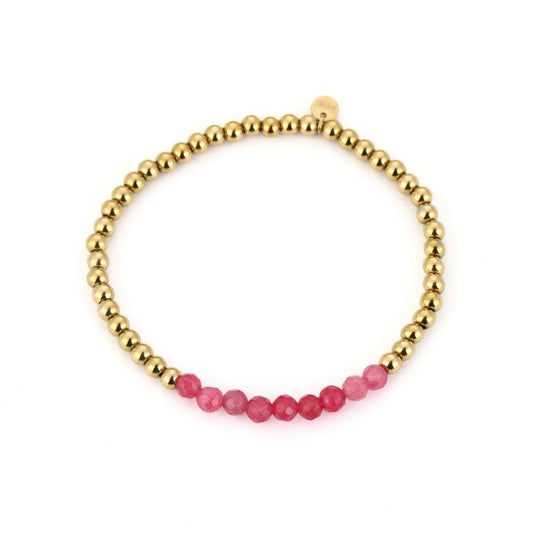 Kralen armband goud/candy pink