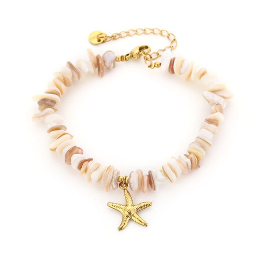 Natuurstenen armband met zeester wit