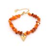 Natuurstenen armband met hartje orange