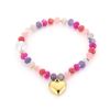 Kralen armband natuursteen met hartje fushia