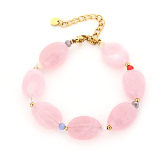 Natuurstenen armband pink