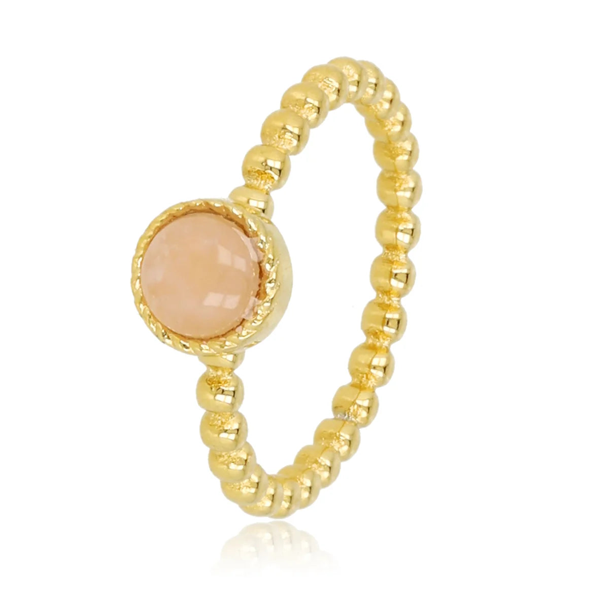 Bolletjes Ring met Ronde Edelsteen • Rose Quartz