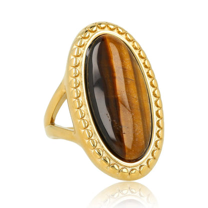 Vintage Ring met Ovale Edelsteen • Tiger Eye