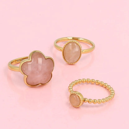 Ovale Ring met Edelsteen • Rose Quartz