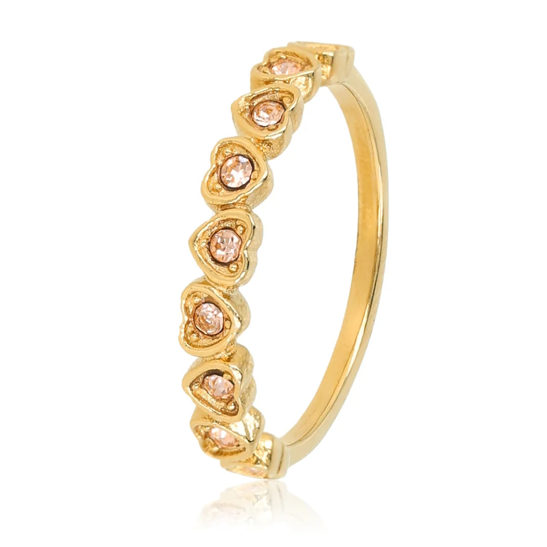 Hartjes Ring met Zirkonia Stenen • Champagne