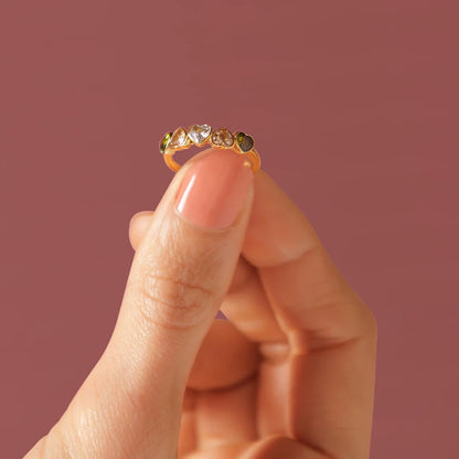Hartjes Ring met Kleurrijke Kristalglazen