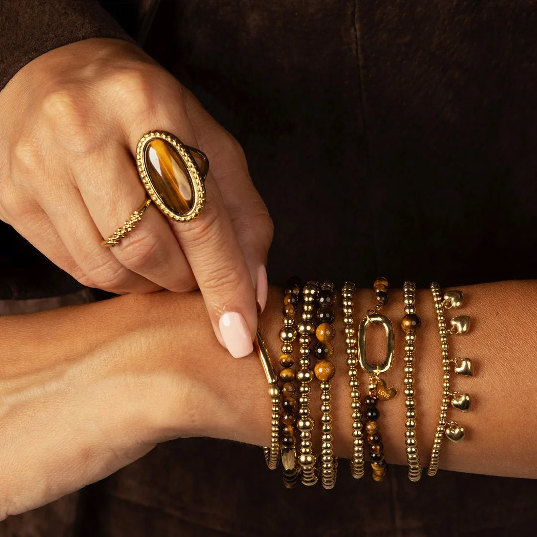 Vintage Ring met Ovale Edelsteen • Tiger Eye