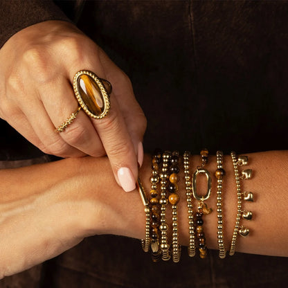 Vintage Ring met Ovale Edelsteen • Tiger Eye