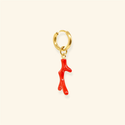 Coral oorbel - Rood