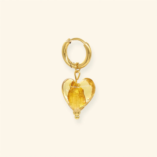 Glossy Heart oorbel - Brown