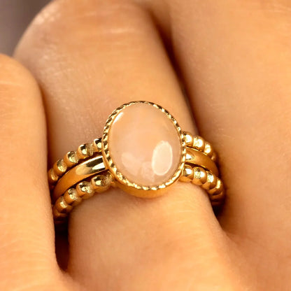 Ovale Ring met Edelsteen • Rose Quartz