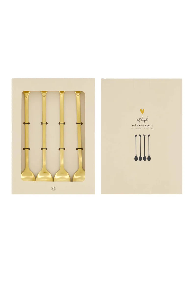zusss set van 4 lepels hartje goud