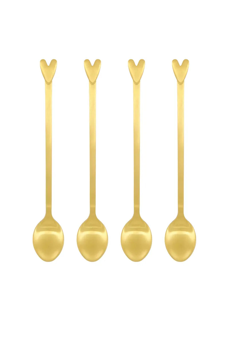 zusss set van 4 lepels hartje goud