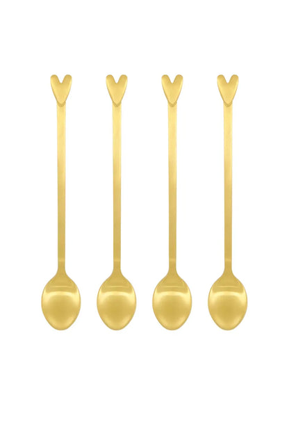 zusss set van 4 lepels hartje goud