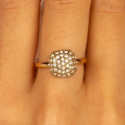 Vierkante Ring met Zirkonia Steentjes