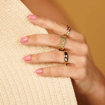 Dubbele Ring met Zirkonia Stenen • Goud