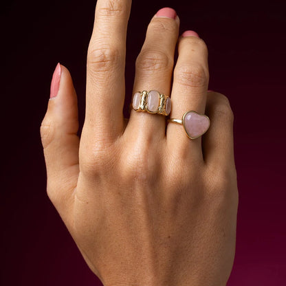 Vintage Romance Ring met Edelstenen • Rose Quartz