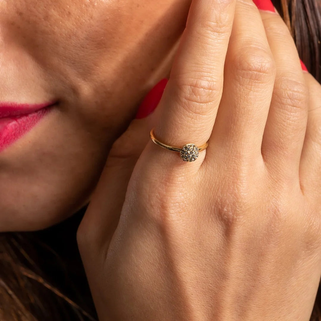 Gouden ring met groene zirkonia - Minimalistisch Stainless steel