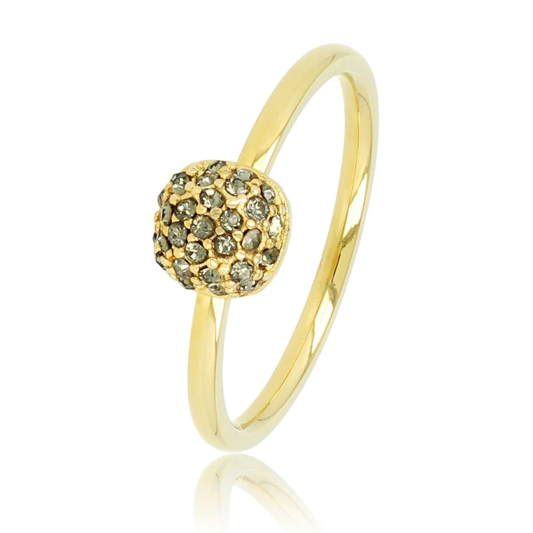 Gouden ring met groene zirkonia - Minimalistisch Stainless steel