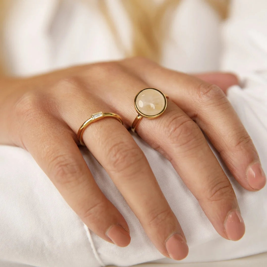 Gouden Ring met Unieke Rose Quartz Edelsteen