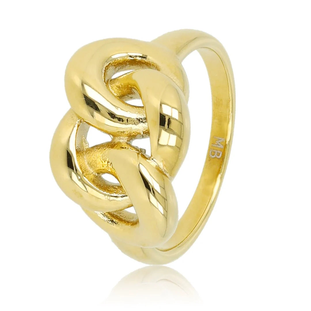 Gouden schakel ring - Brede chique dames ring - Stainless steel
