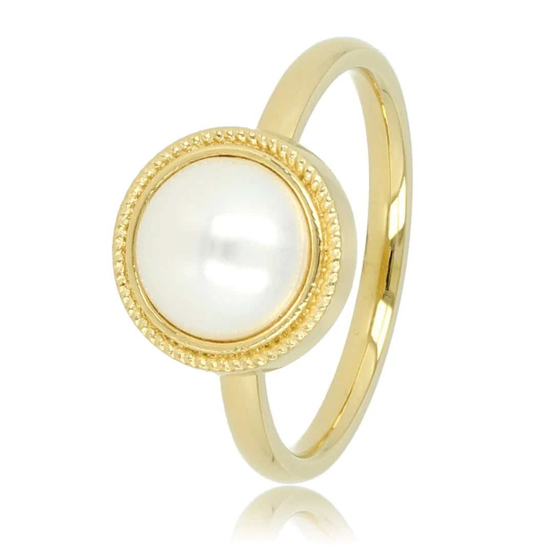 Gouden vintage ring - Witte parel - Tijdloze elegantie