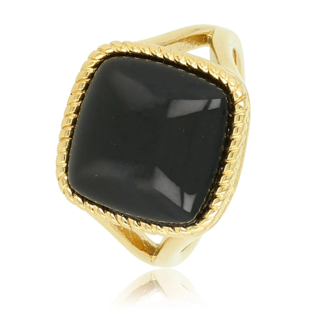 Gouden zegelring - Onyx edelsteen - Stijlvolle damesring