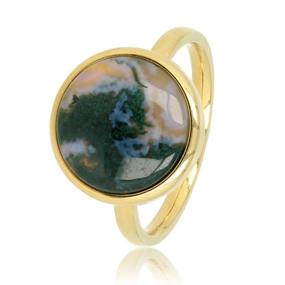 Moderne Gouden Ring met Moss Agate Edelsteen