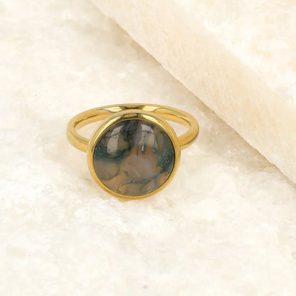 Moderne Gouden Ring met Moss Agate Edelsteen