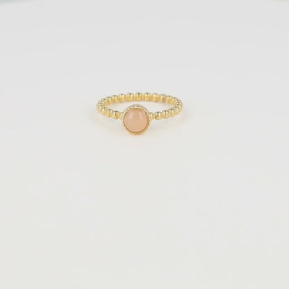 Bolletjes Ring met Ronde Edelsteen • Rose Quartz