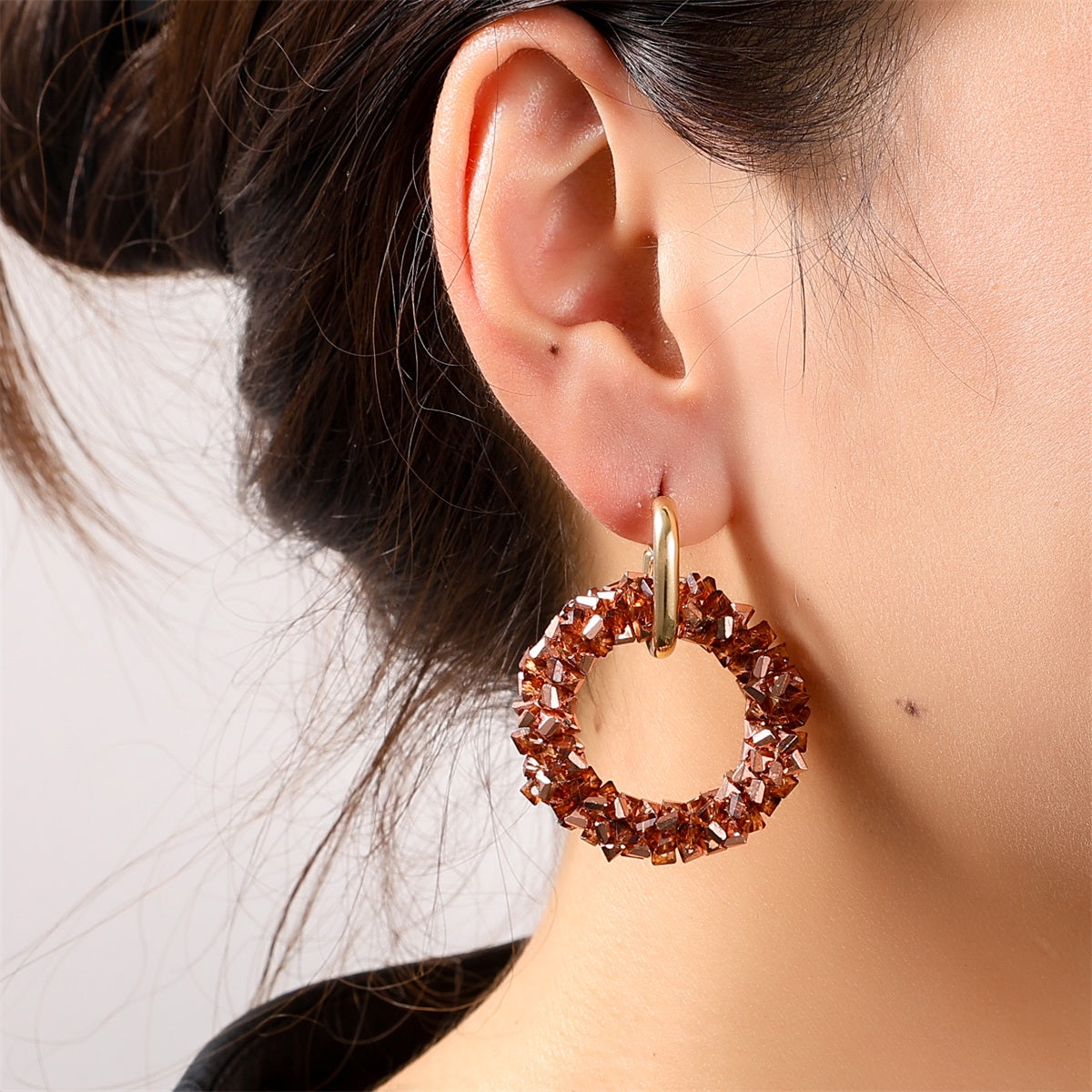 Day&Eve - Square Beads Round Dangle - Brown