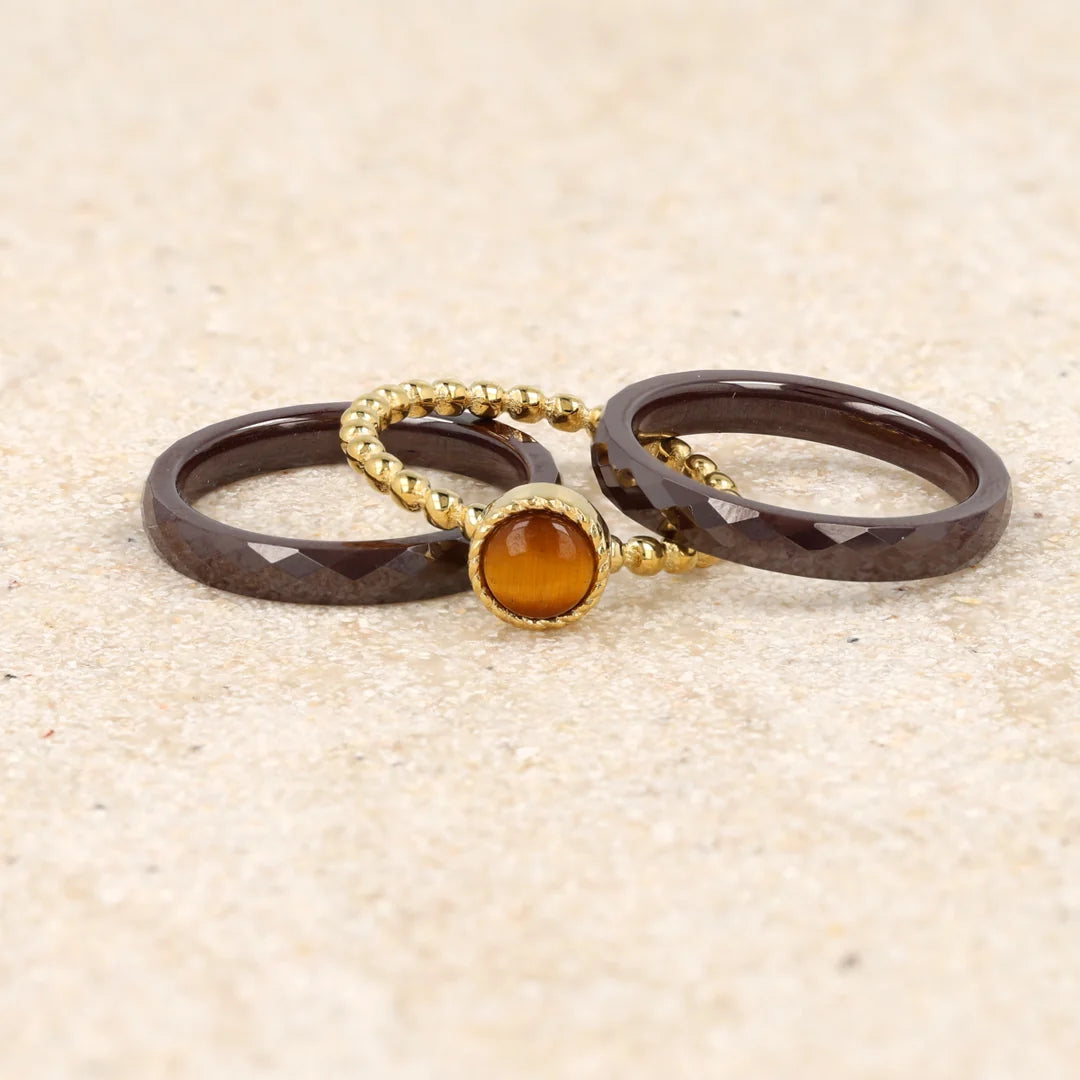 Keramieken Ring • Facet Geslepen • 3 mm • Bruin