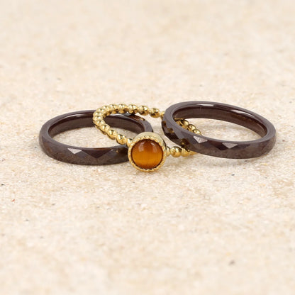 Keramieken Ring • Facet Geslepen • 3 mm • Bruin