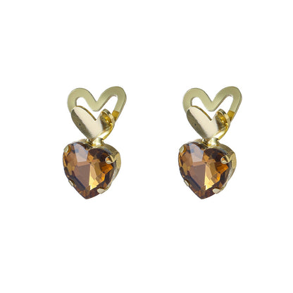 Day&Eve - Big Stone Heart Stud - Cognac