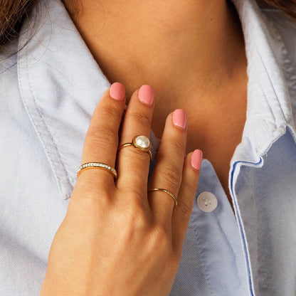 Ring met Zirkonia Steentjes • 3 mm • Goud